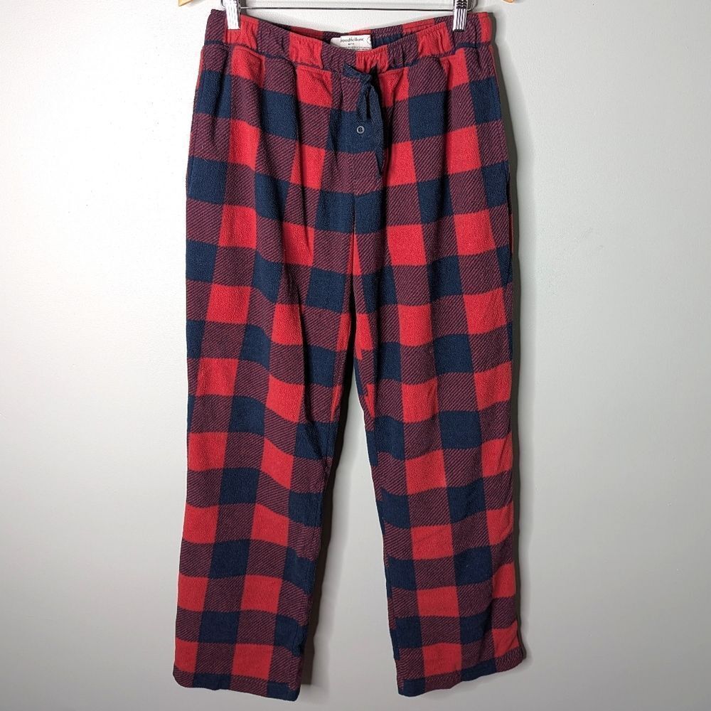 Goodfellow Red Blue Buffalo Plaid Fleece Straight Leg Pajama Pants Unisex Size M